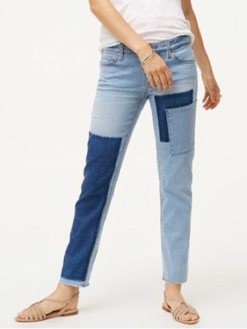 LOFT Light Wash Patchwork Women's Boyfriend Jeans